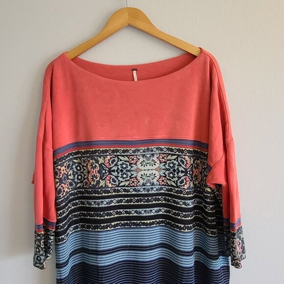 Free People Black Combo Steppin Out Printed Shirt Dress Tunic‎ Size Medium - Picture 4 of 11